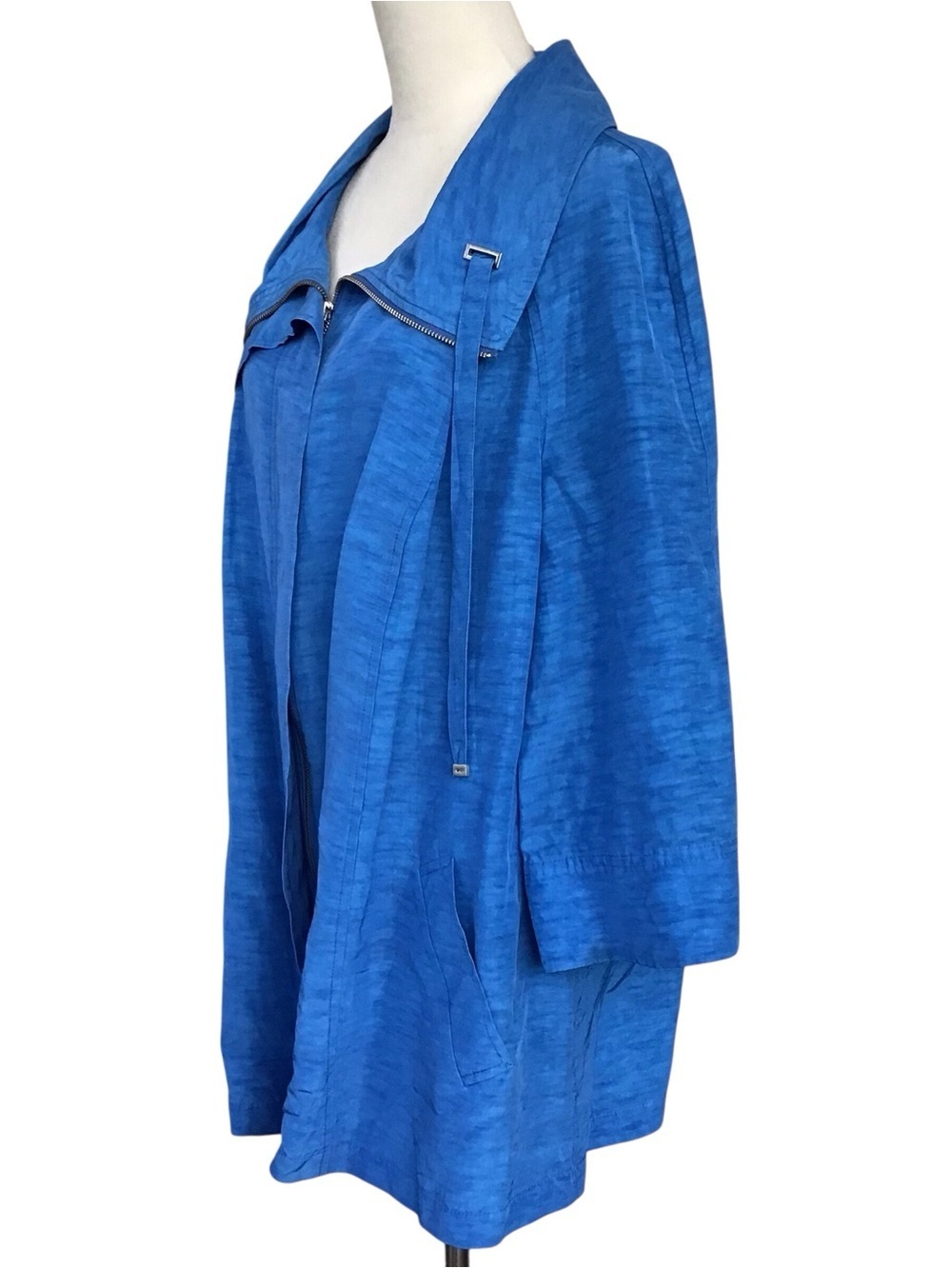 Lafayette 148 New York Blue Lagenlook Zippered Jacket - Picture 3 of 10
